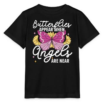 Butterflies Appear When Angels Are Near Insect - Stanley/Stella MINI CREATOR Kids’ T-Shirt - black - Front - Mikhail (115cm)