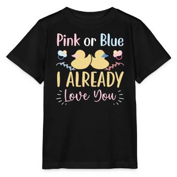 Rosa oder Blau Ich liebe dich bereits Geschlecht offenbaren - Stanley/Stella Kinder T-Shirt MINI CREATOR  - Schwarz - Vorne - Mikhail (115cm)