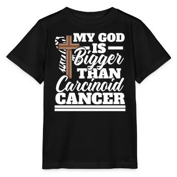 Mon Dieu est plus grand que la sensibilisation au cancer carcinoïde - T-shirt bio MINI CREATOR Stanley/Stella Enfant - noir - Devant - Mikhail (115cm)
