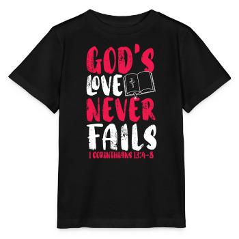 God's Love Never Fails Christian Believer - Stanley/Stella MINI CREATOR Kids’ T-Shirt - black - Front - Mikhail (115cm)