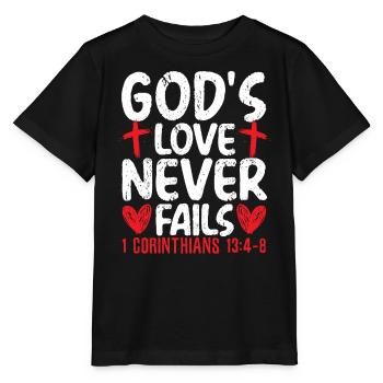 God's Love Never Fails Christian Believer - Stanley/Stella MINI CREATOR Kids’ T-Shirt - black - Front - Mikhail (115cm)