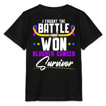 Fought The Battle And Won Bladder Cancer Survivor - Stanley/Stella MINI CREATOR Kids’ T-Shirt - black - Front - Mikhail (115cm)
