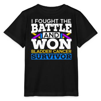 Fought The Battle And Won Bladder Cancer Survivor - Stanley/Stella MINI CREATOR Kids’ T-Shirt - black - Front - Mikhail (115cm)