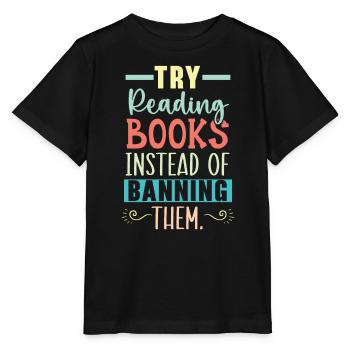 Lire des livres interdits Bookworm Book Lover Bibliophile - T-shirt bio MINI CREATOR Stanley/Stella Enfant - noir - Devant - Mikhail (115cm)