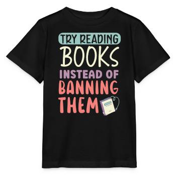 Lire des livres interdits Bookworm Book Lover Bibliophile - T-shirt bio MINI CREATOR Stanley/Stella Enfant - noir - Devant - Mikhail (115cm)