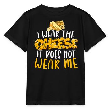 I Wear The Cheese It Does Not Wear Me Cheesy Food - Stanley/Stella MINI CREATOR Kids’ T-Shirt - black - Front - Mikhail (115cm)