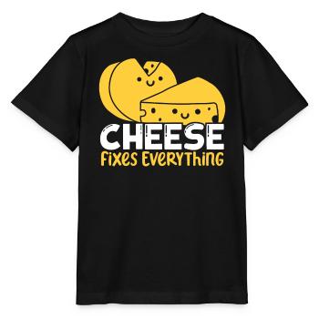 Cheese Fixes Everything Cheesy Food Lover Foodie - Stanley/Stella MINI CREATOR Kids’ T-Shirt - black - Front - Mikhail (115cm)