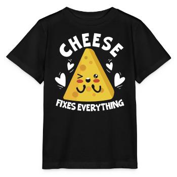 Cheese Fixes Everything Cheesy Food Lover Foodie - Stanley/Stella MINI CREATOR Kids’ T-Shirt - black - Front - Mikhail (115cm)
