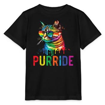 Purride Mois de la fierté des droits des homosexuels LGBTQ Cat Whisperer - T-shirt bio MINI CREATOR Stanley/Stella Enfant - noir - Devant - Mikhail (115cm)