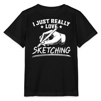 Skizzieren Zeichnen Kritzeln Zeichnen Zeichner - Stanley/Stella Kinder T-Shirt MINI CREATOR  - Schwarz - Vorne - Mikhail (115cm)