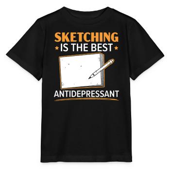 Skizzieren Zeichnen Kritzeln Zeichnen Zeichner - Stanley/Stella Kinder T-Shirt MINI CREATOR  - Schwarz - Vorne - Mikhail (115cm)