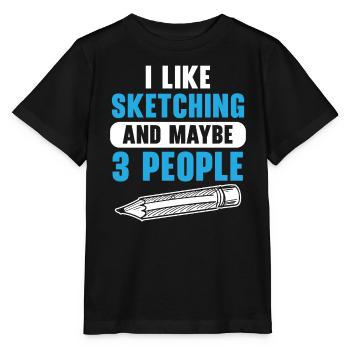 Skizzieren Zeichnen Kritzeln Zeichnen Zeichner - Stanley/Stella Kinder T-Shirt MINI CREATOR  - Schwarz - Vorne - Mikhail (115cm)