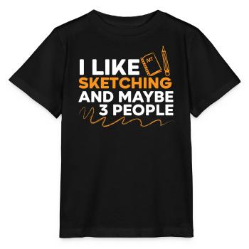 Skizzieren Zeichnen Kritzeln Zeichnen Zeichner - Stanley/Stella Kinder T-Shirt MINI CREATOR  - Schwarz - Vorne - Mikhail (115cm)
