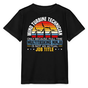 Wind Renewable Energy Windtech Windmill Enthusiast - Stanley/Stella MINI CREATOR Kids’ T-Shirt - black - Front - Mikhail (115cm)