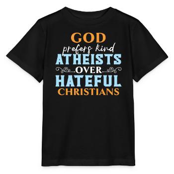 Dieu préfère les athées gentils aux chrétiens haineux - T-shirt bio MINI CREATOR Stanley/Stella Enfant - noir - Devant - Mikhail (115cm)
