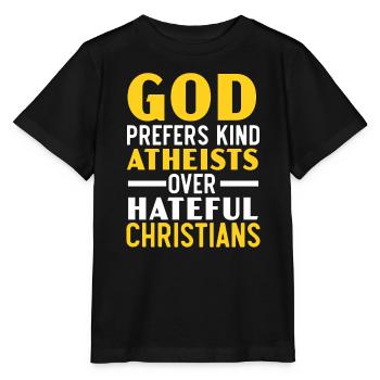 Dieu préfère les athées gentils aux chrétiens haineux - T-shirt bio MINI CREATOR Stanley/Stella Enfant - noir - Devant - Mikhail (115cm)