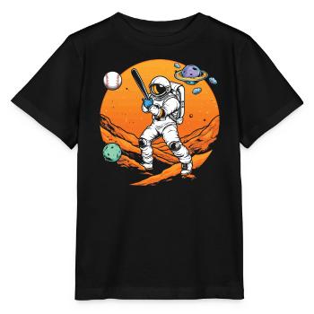 Baseball Astronaut Baseball Player Outerspace - Stanley/Stella MINI CREATOR Kids’ T-Shirt - black - Front - Mikhail (115cm)
