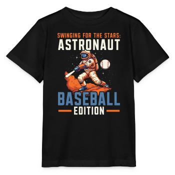 Baseball Astronaut Baseball Player Outerspace - Stanley/Stella MINI CREATOR Kids’ T-Shirt - black - Front - Mikhail (115cm)