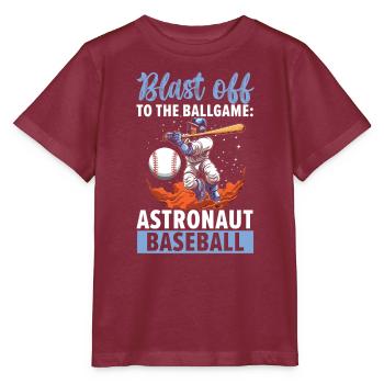 Baseball Astronaut Baseball Player Outerspace - Stanley/Stella MINI CREATOR Kids’ T-Shirt - burgundy - Front - Kain (125cm)