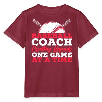 Baseballtrainer Baseballspieler Baseball-Mannschaftssport - Stanley/Stella Kinder T-Shirt MINI CREATOR  - Burgunderrot - Vorne - Kain (125cm)