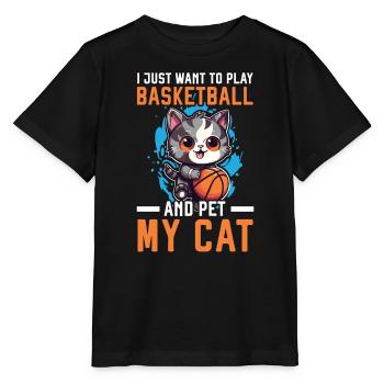 Basketball Cat Basketteur Joueur de basket-ball J’aime le basket-ball - T-shirt bio MINI CREATOR Stanley/Stella Enfant - noir - Devant - Mikhail (115cm)