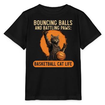 Basketball Cat Basketteur Joueur de basket-ball J’aime le basket-ball - T-shirt bio MINI CREATOR Stanley/Stella Enfant - noir - Devant - Mikhail (115cm)