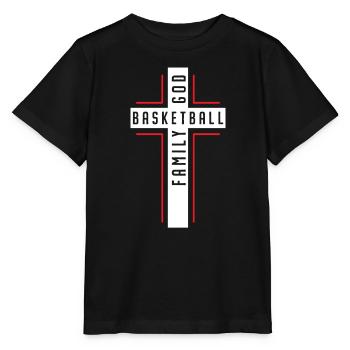 Le basketball et Jésus-Christ chrétien croyant - T-shirt bio MINI CREATOR Stanley/Stella Enfant - noir - Devant - Mikhail (115cm)