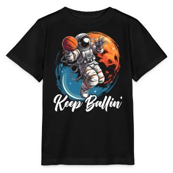 Astronaut Basketball Outerspace Basketball Player - Stanley/Stella MINI CREATOR Kids’ T-Shirt - black - Front - Mikhail (115cm)