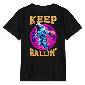 Astronaut Basketball Outerspace Basketball Player - Stanley/Stella MINI CREATOR Kids’ T-Shirt - black - Front - Mikhail (115cm)
