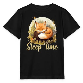 Sleeping Fox Sleepyhead Napping Sleep Fox Lover - Stanley/Stella MINI CREATOR Kids’ T-Shirt - black - Front - Mikhail (115cm)