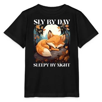Sleeping Fox Sleepyhead Napping Sleep Fox Lover - Stanley/Stella MINI CREATOR Kids’ T-Shirt - black - Front - Mikhail (115cm)