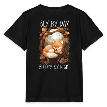 Sleeping Fox Sleepyhead Napping Sleep Fox Lover - Stanley/Stella MINI CREATOR Kids’ T-Shirt - black - Front - Mikhail (115cm)