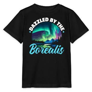 Aurora Borealis Dark Sky Nature Light Display - Stanley/Stella MINI CREATOR Kids’ T-Shirt - black - Front - Mikhail (115cm)