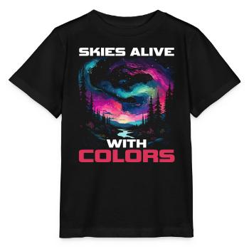 Aurora Borealis Dark Sky Nature Light Display - Stanley/Stella MINI CREATOR Kids’ T-Shirt - black - Front - Mikhail (115cm)