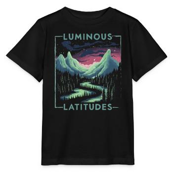Aurora Borealis Dark Sky Nature Light Display - Stanley/Stella MINI CREATOR Kids’ T-Shirt - black - Front - Mikhail (115cm)