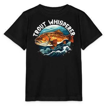 Truite mouchetée Poisson Pêcheur Pêcheur Pêcheur - T-shirt bio MINI CREATOR Stanley/Stella Enfant - noir - Devant - Mikhail (115cm)