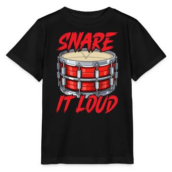 Caisse claire, instrument de musique, musicien, batteur - T-shirt bio MINI CREATOR Stanley/Stella Enfant - noir - Devant - Mikhail (115cm)