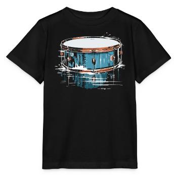 Caisse claire, instrument de musique, musicien, batteur - T-shirt bio MINI CREATOR Stanley/Stella Enfant - noir - Devant - Mikhail (115cm)