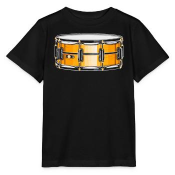 Caisse claire, instrument de musique, musicien, batteur - T-shirt bio MINI CREATOR Stanley/Stella Enfant - noir - Devant - Mikhail (115cm)