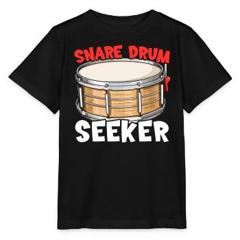 Caisse claire, instrument de musique, musicien, batteur - T-shirt bio MINI CREATOR Stanley/Stella Enfant - noir - Devant - Mikhail (115cm)