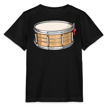 Caisse claire, instrument de musique, musicien, batteur - T-shirt bio MINI CREATOR Stanley/Stella Enfant - noir - Devant - Mikhail (115cm)