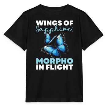 Butterfly Lover Insect Bug Blue Morpho Butterfly - Stanley/Stella MINI CREATOR Kids’ T-Shirt - black - Front - Mikhail (115cm)