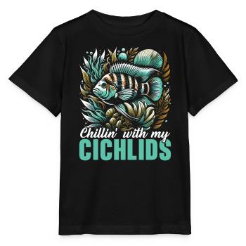 Cichlid Fish Lover Freshwater Fishkeeping Aquarium - Stanley/Stella MINI CREATOR Kids’ T-Shirt - black - Front - Mikhail (115cm)