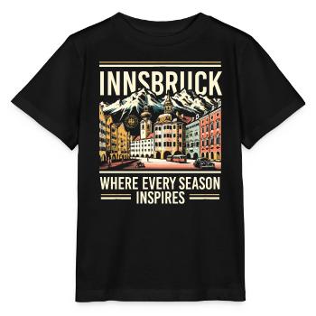 Innsbruck Autriche Voyage Vacances Autrichien - T-shirt bio MINI CREATOR Stanley/Stella Enfant - noir - Devant - Mikhail (115cm)