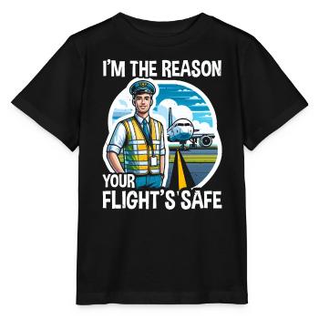 Airport Safety Officer Aviation Airport Jobs - Stanley/Stella MINI CREATOR Kids’ T-Shirt - black - Front - Mikhail (115cm)