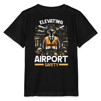 Airport Safety Officer Aviation Airport Jobs - Stanley/Stella MINI CREATOR Kids’ T-Shirt - black - Front - Mikhail (115cm)