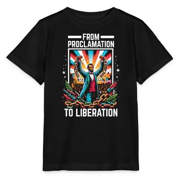 Proclamation d’émancipation Black Pride Juneteenth - T-shirt bio MINI CREATOR Stanley/Stella Enfant - noir - Devant - Mikhail (115cm)