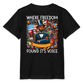 Proclamation d’émancipation Black Pride Juneteenth - T-shirt bio MINI CREATOR Stanley/Stella Enfant - noir - Devant - Mikhail (115cm)