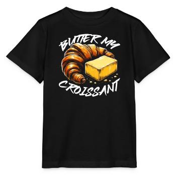 Croissant France Food Foodie Petit-déjeuner français - T-shirt bio MINI CREATOR Stanley/Stella Enfant - noir - Devant - Mikhail (115cm)