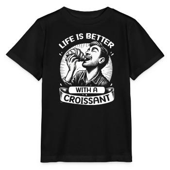 Croissant France Food Foodie Petit-déjeuner français - T-shirt bio MINI CREATOR Stanley/Stella Enfant - noir - Devant - Mikhail (115cm)